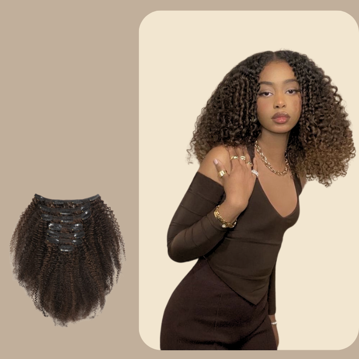 Kit Extensions à Clips Afro Curly Chocolat 120 gr Chocolat 120 Gr