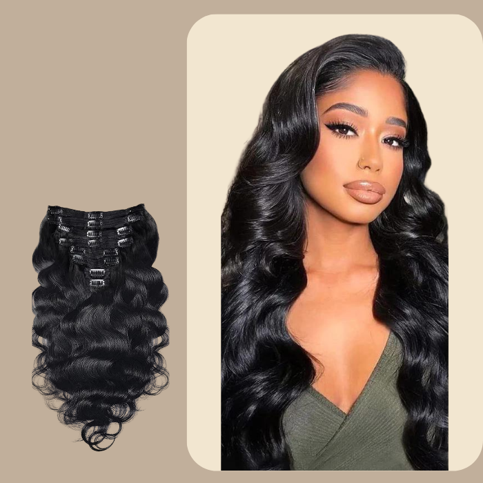 Kit Extensions à Clips Body Wave Noir 120 gr Noir 120 Gr