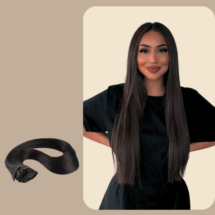 Extension Clip Raide Couleur Unie Brun Foncé