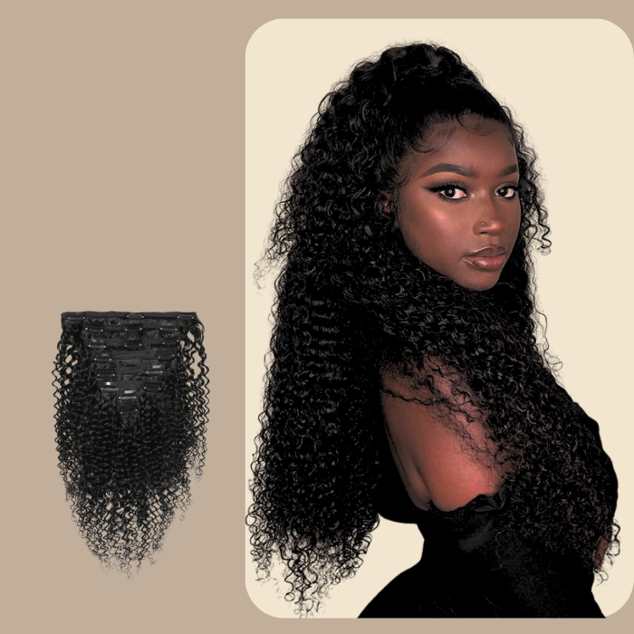 Kit Extensions à Clips Kinky Curly Noir 120 gr Noir 120 Gr