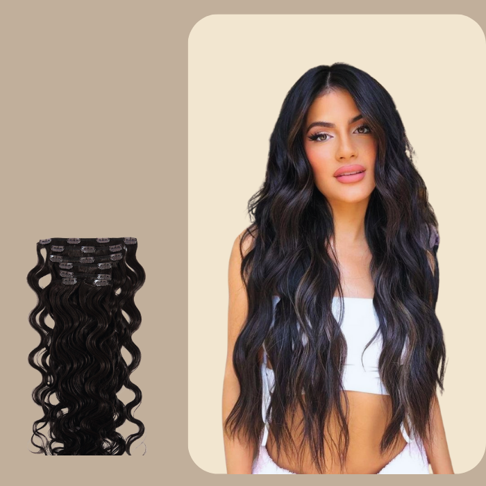 Extensions Clips Ondulées Brun Foncé Brun Foncé 20" | 51 Cm 160 Gr