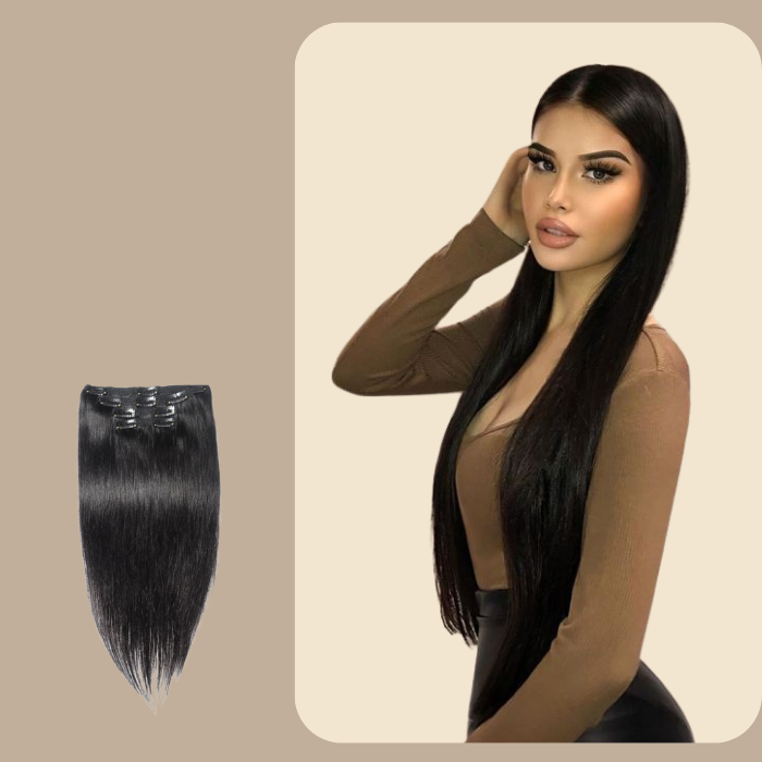 Extensions Clips Raides Noir Noir