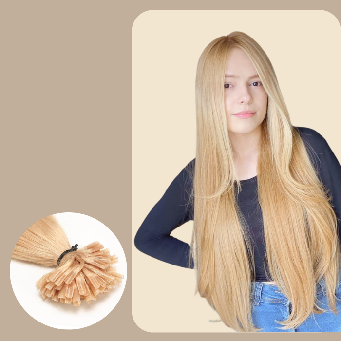 100 Extensions Kératine Raides Blond 18" | 46 Cm 80 Gr