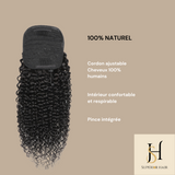 Queue de cheval Ponytail Noir A Cordon Remy Hair Kinky Curly Noir