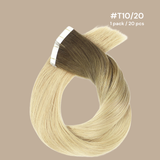 Extensions Adhésives / tapes raides Remy Hair Premium T10 20# 60 Gr