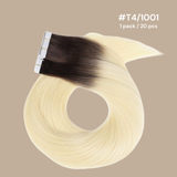 Extensions Adhésives / tapes raides Remy Hair Premium T4 1001# 60 Gr